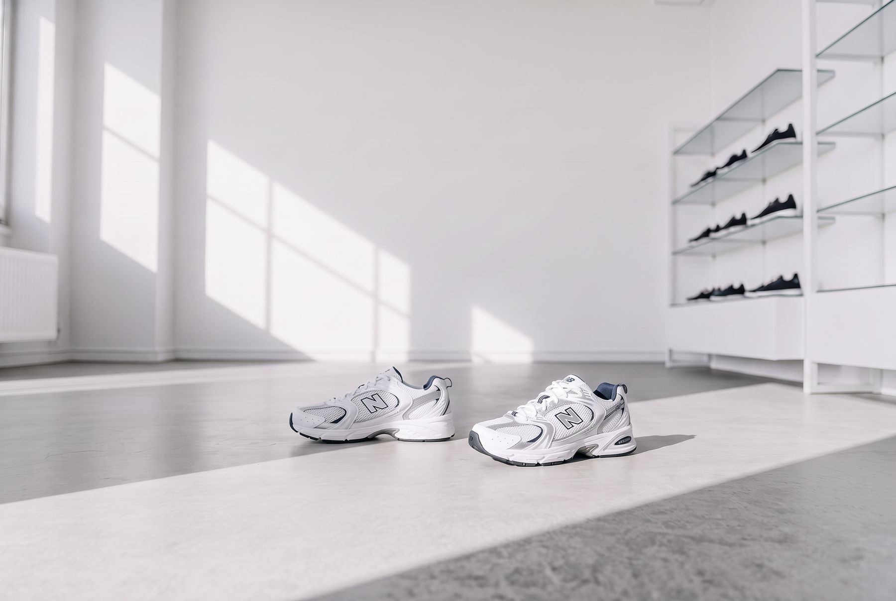 RAAM STORE mağazasında gri New Balance ayakkabı çifti